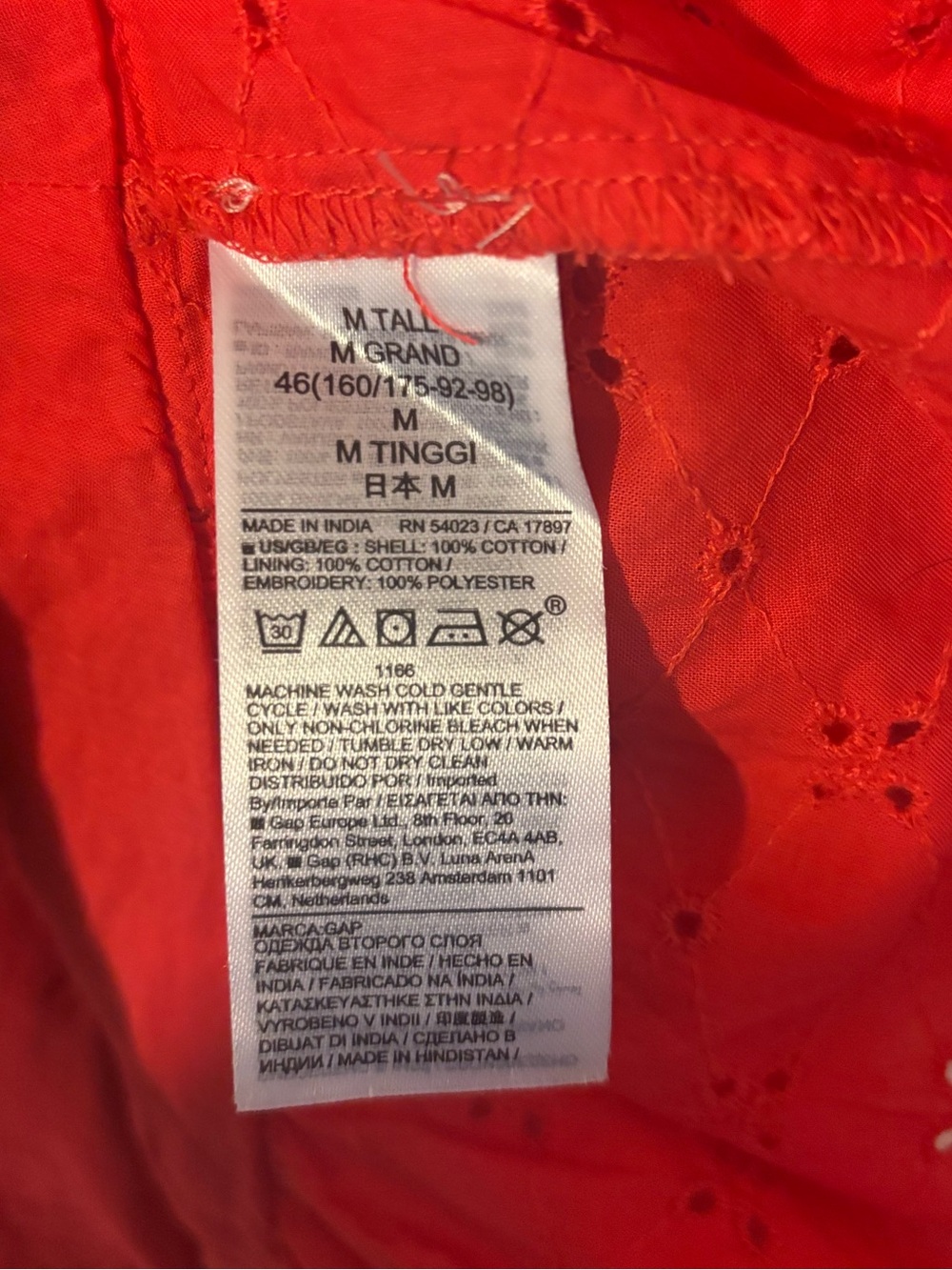 GAP Eyelet Mini Wrap Dress in Tomato Red - Picture 7 of 9